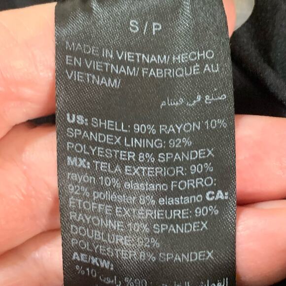 White House Black Market Sz S Ruched Sheath Dress Purple Black Striped Stretch - Picture 11 of 11